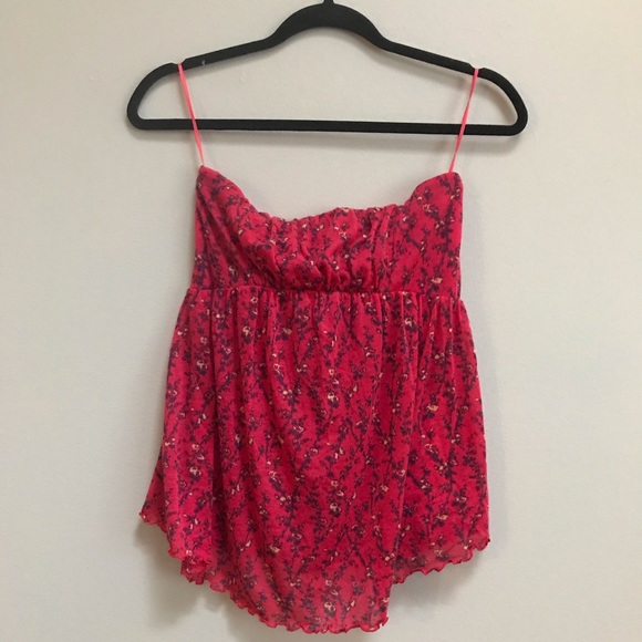 Free People Strapless Floral Pink tank top - Size Small - Picture 1 of 6
